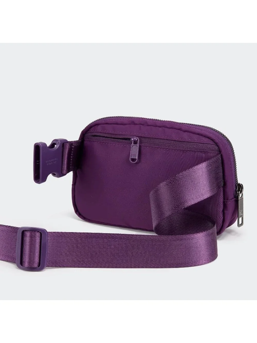 Men's Dark Magenta Crossbody Belt Bag Wide Zipper Adjustable Strap 3-Pockets